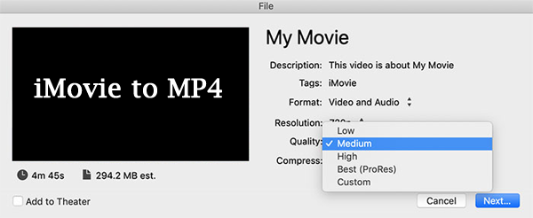 imovie not exporting to mp4