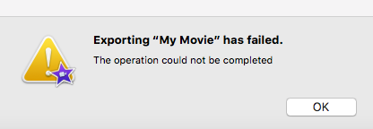 imovie error operation not completed