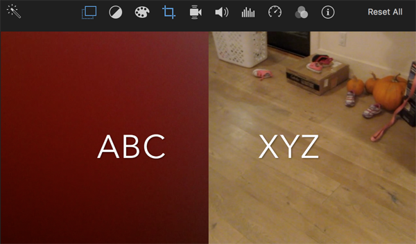 imovie two titles for split screen