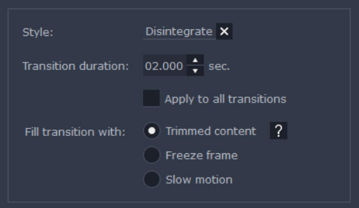 modify transitions settings